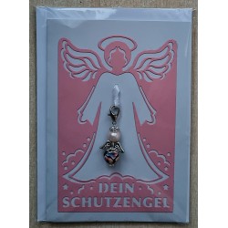 Schutzengel Karte mit Anhänger rosa