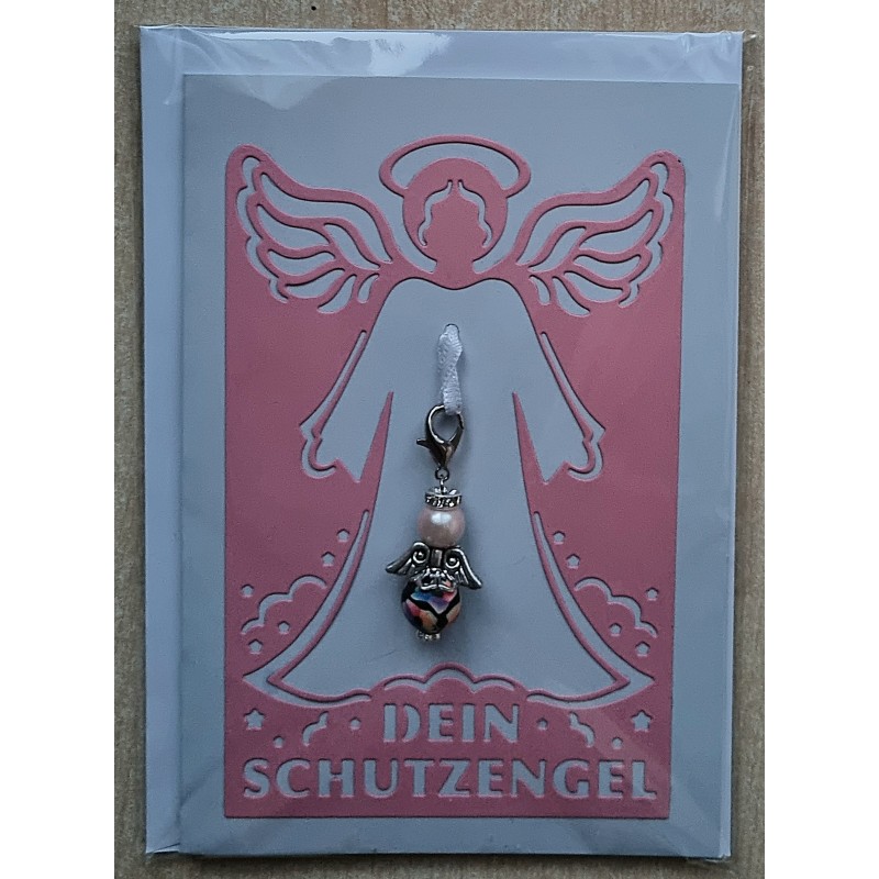 Schutzengel Karte mit Anhänger rosa