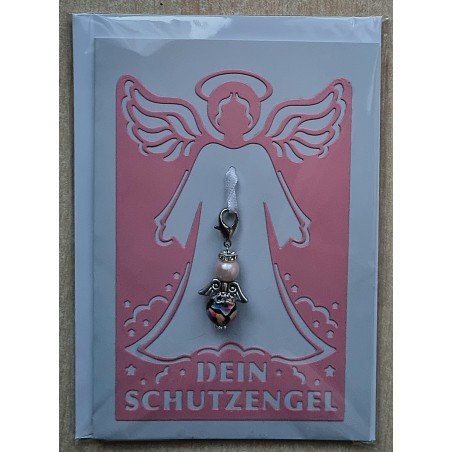 Schutzengel Karte mit Anhänger rosa