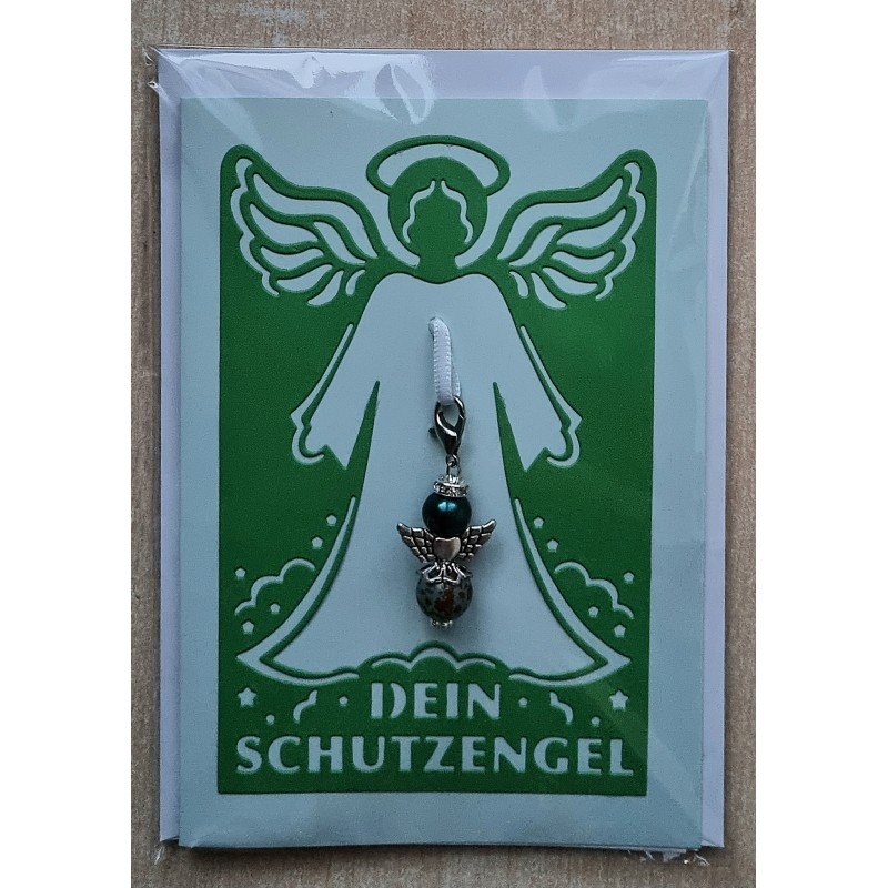 Schutzengel Karte mit Anhänger grün