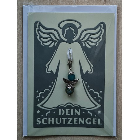 Schutzengel Karte mit Anhänger grau