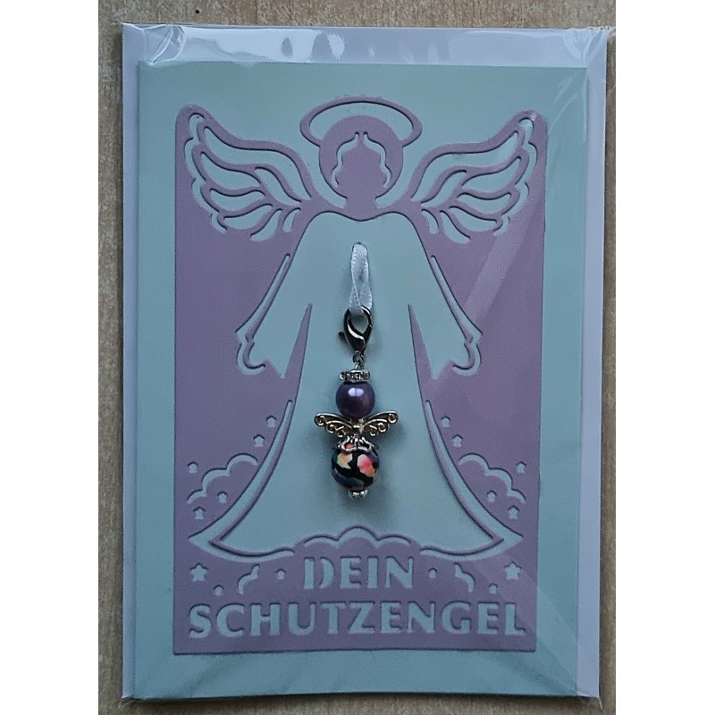 Schutzengel Karte mit Anhänger flieder