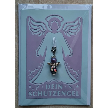 Schutzengel Karte mit Anhänger flieder