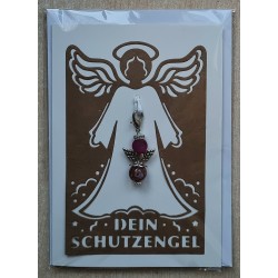 Schutzengel Karte mit Anhänger hellbraun