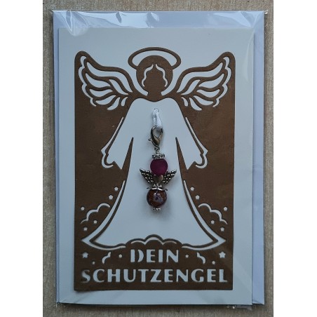Schutzengel Karte mit Anhänger hellbraun