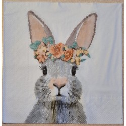 Serviette Kaninchenkopf mit Blumen