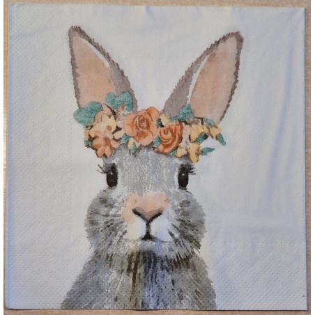 Serviette Kaninchenkopf mit Blumen