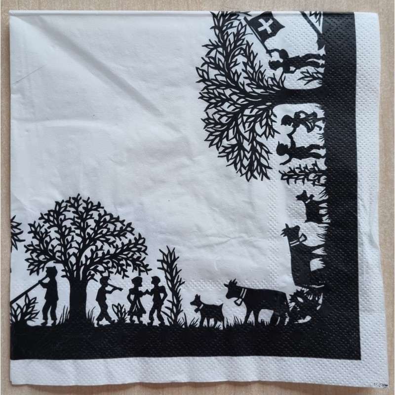 Serviette Scherenschnitt schwarz/weiss