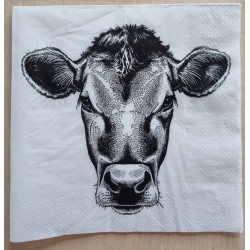 Serviette Kuhkopf schwarz/weiss