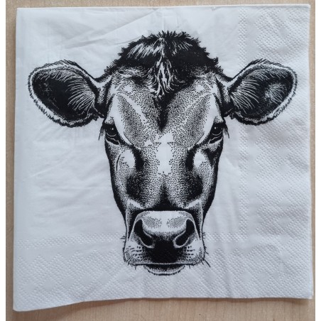 Serviette Kuhkopf schwarz/weiss