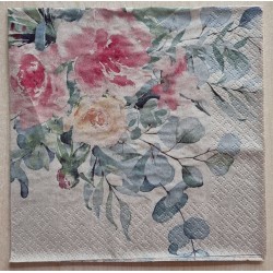 Serviette Blumen/beige