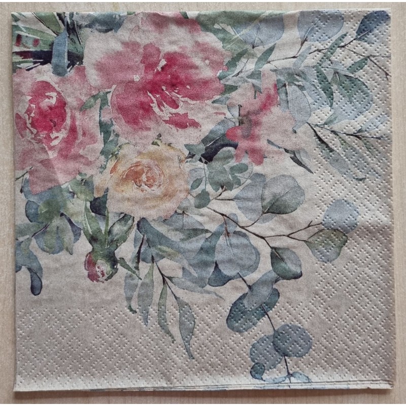 Serviette Blumen/beige