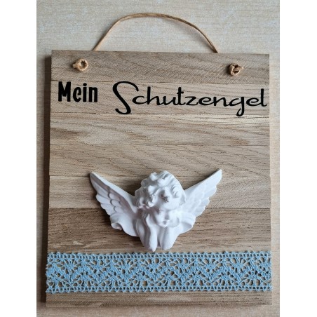 Schild Mein Schutzengel hellblau
