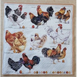 Serviette Hühner weiss