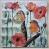 Serviette Mohnblumen/Vögel