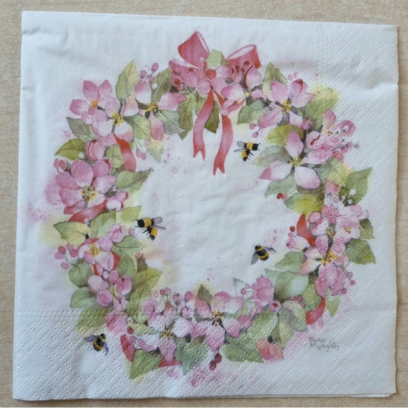 Serviette Blumen/Bienen