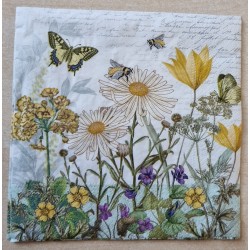 Serviette Blumen gelb