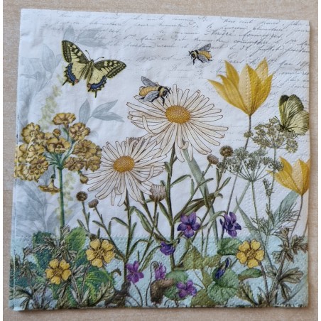 Serviette Blumen gelb