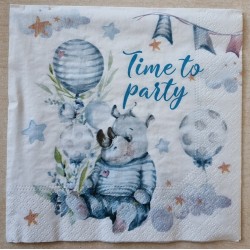 Serviette Nashorn blau