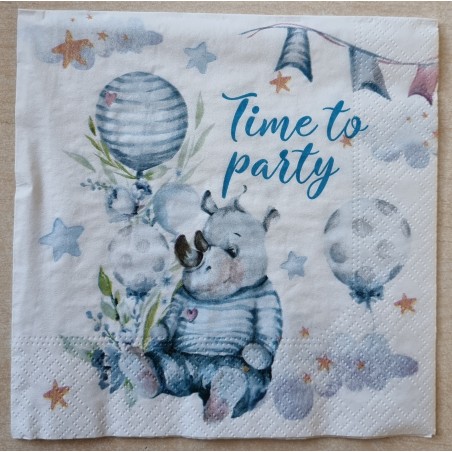 Serviette Nashorn blau