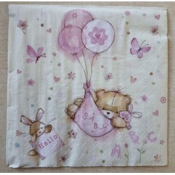Serviette Bär rosa