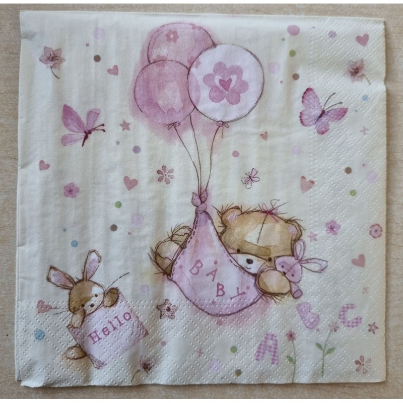 Serviette Bär rosa