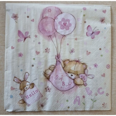 Serviette Bär rosa