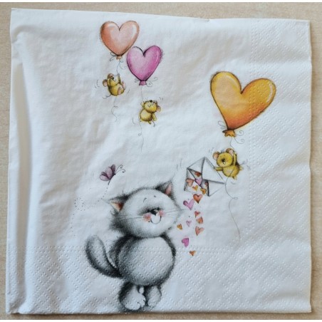 Serviette Katze/Luftballons