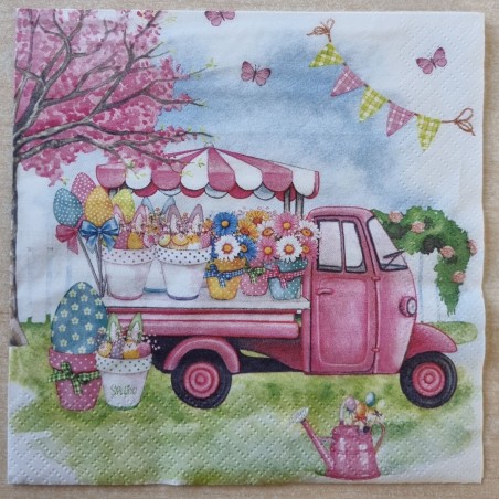 Serviette Auto/Blumen