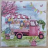Serviette Auto/Blumen
