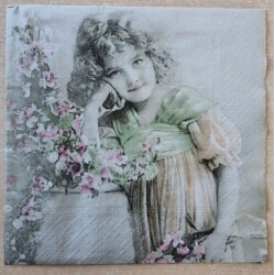 Serviette Mädchen/Blumen