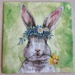 Serviette Kaninchen/Blumen