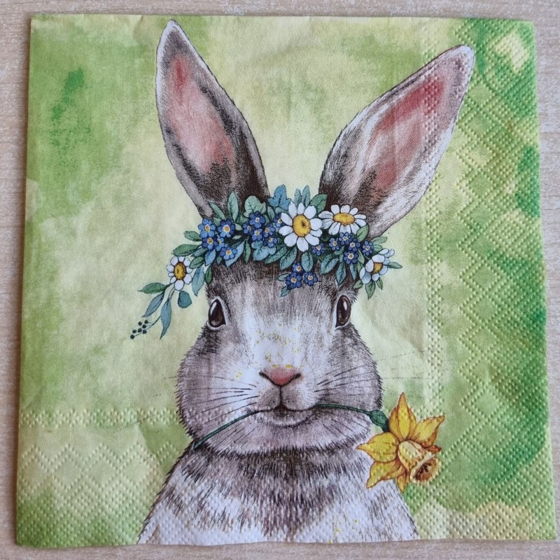 Serviette Kaninchen/Blumen