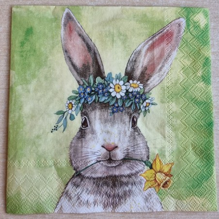 Serviette Kaninchen/Blumen