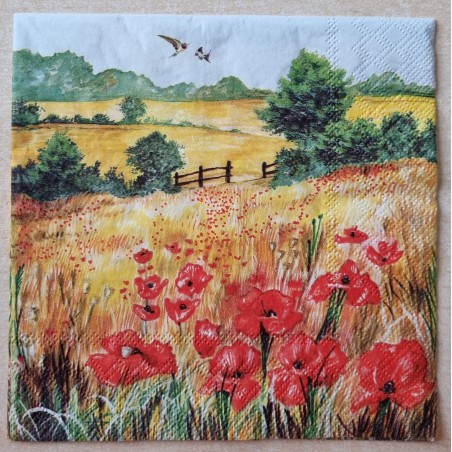Serviette Mohnblumen Feld