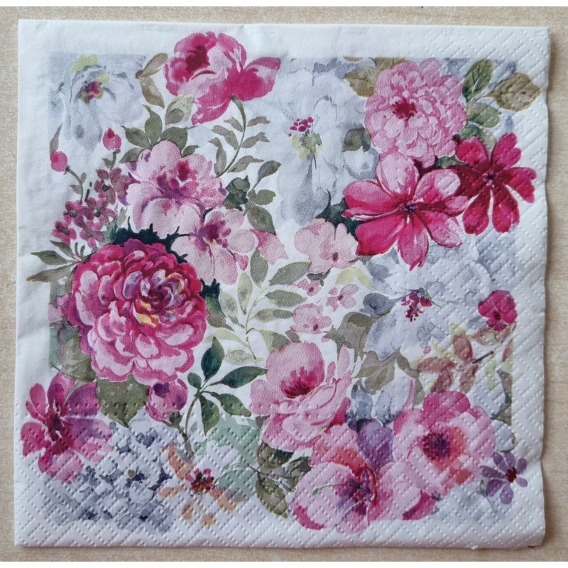 Serviette Blumen rosa/pink