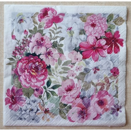 Serviette Blumen rosa/pink