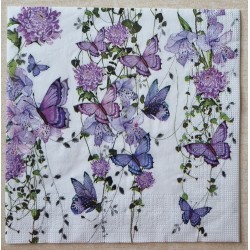 Serviette Blumen/Schmetterlinge violette