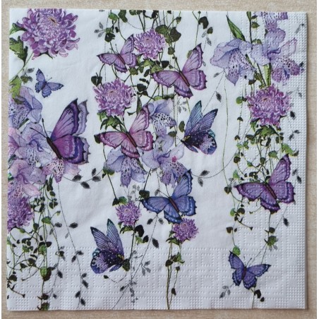 Serviette Blumen/Schmetterlinge violette