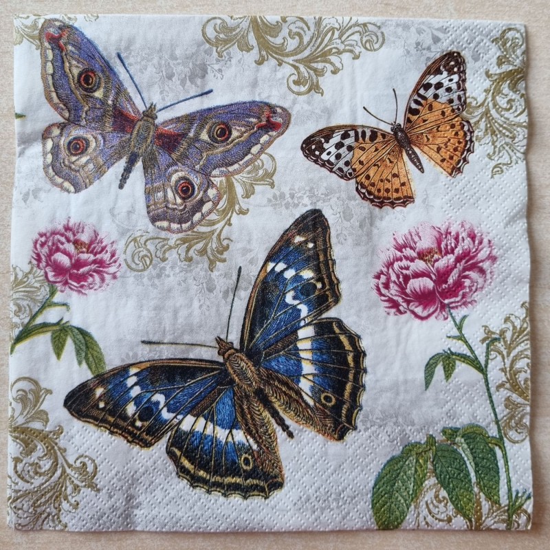 Serviette Schmetterlinge blau/orange