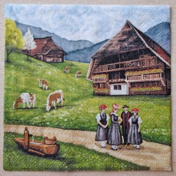 Serviette Kühe/Haus