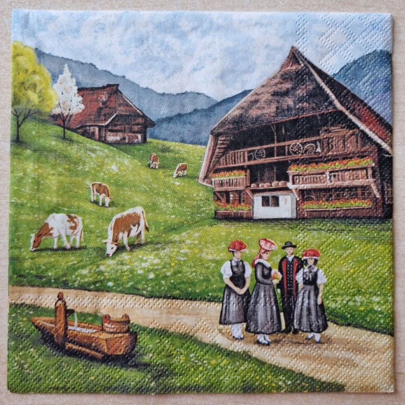 Serviette Kühe/Haus