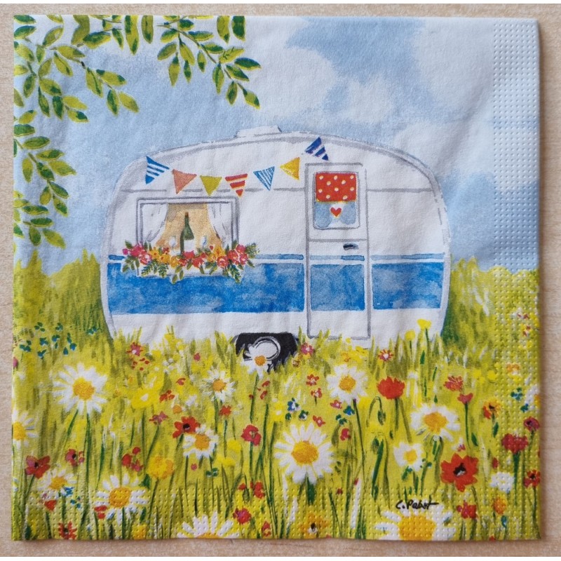 Serviette Wohnwagen/Wiese