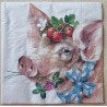 Serviette Schwein/Erdbeeren