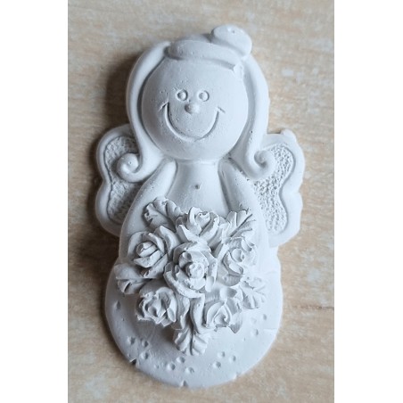Beton Engel Blumen weiss
