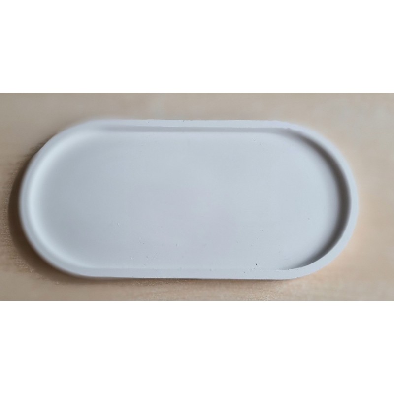 Beton Schale oval weiss