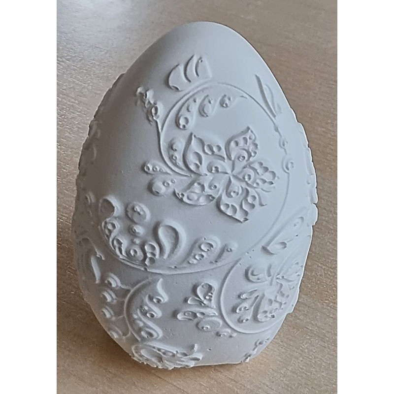 Beton Ei mit Muster weiss