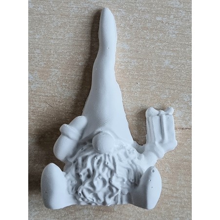 Beton Wichtel mit Geschenk weiss