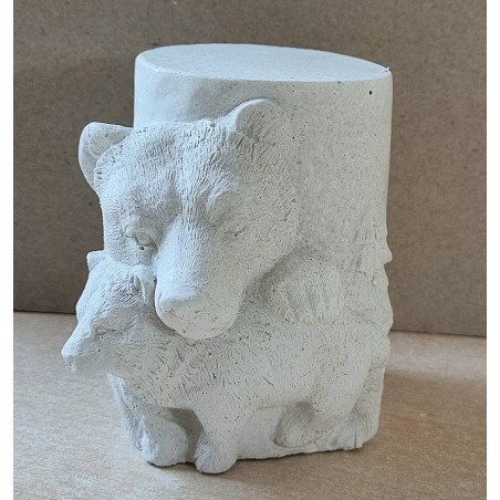 Beton Bär/Baumstamm weiss