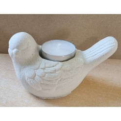 Beton Vogel Teelichthalter weiss